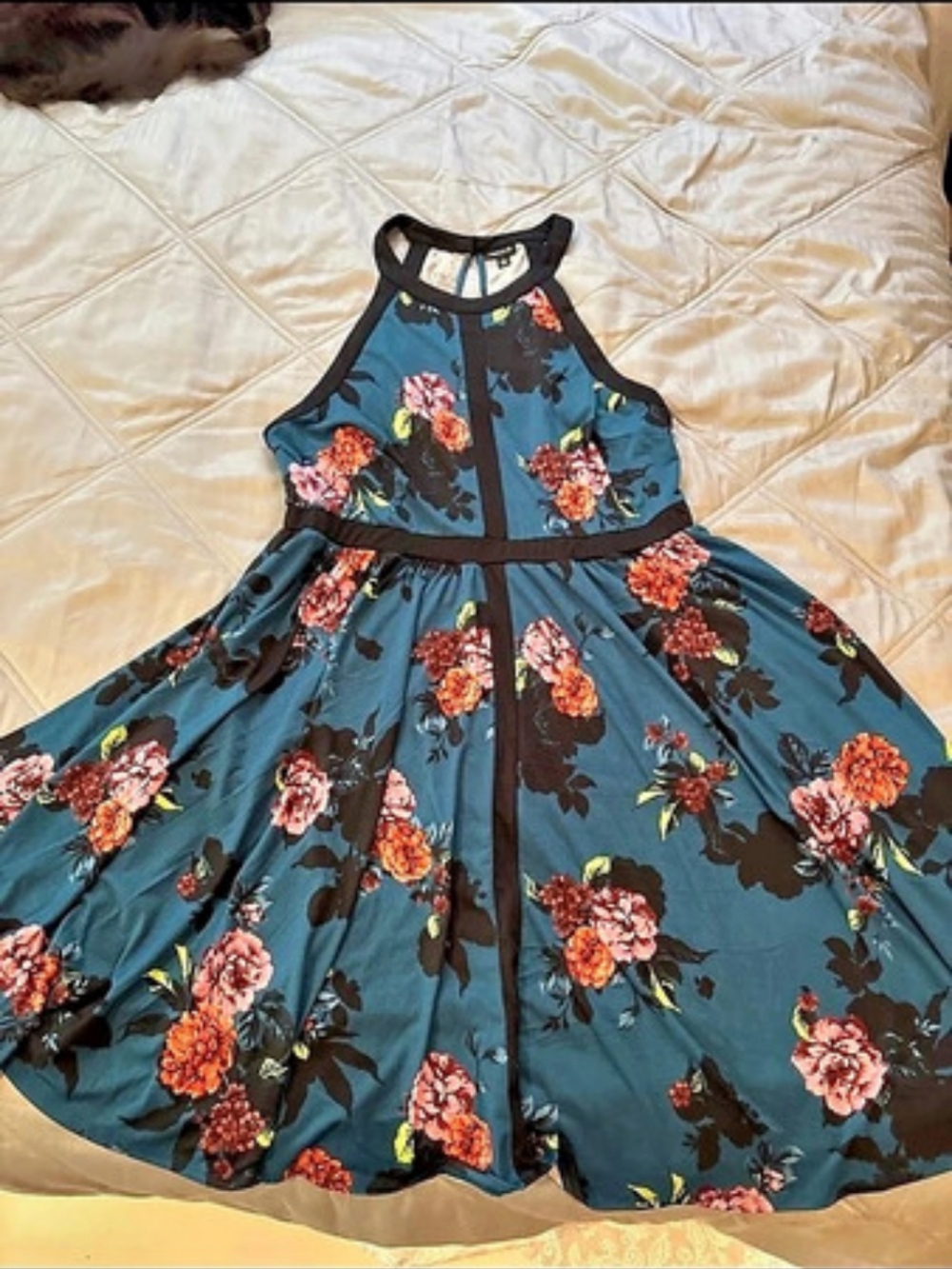 Torrid Retro Chic Teal Floral Halter Dress – Size 1 / XL